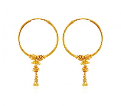 22K Gold Balls Hoop Earrings ( Hoop Earrings )