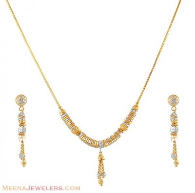 22Kt Two Tone Necklace Set ( Light Sets )