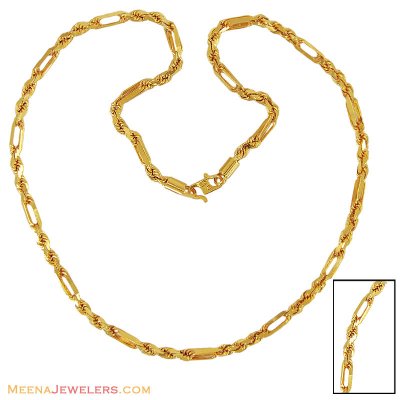 22K Mens Solid Cartier Rope Chain  ( Men`s Gold Chains )