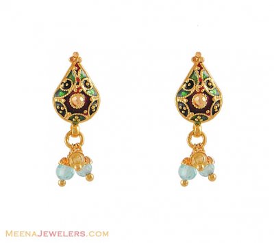 Earring With Enamel Paint ( 22Kt Gold Fancy Earrings )