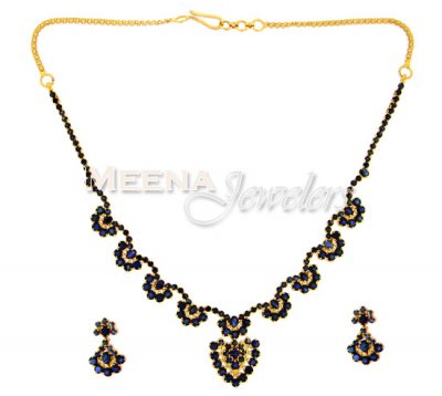 22 Kt Gold Sapphire Set ( Combination Necklace Set )