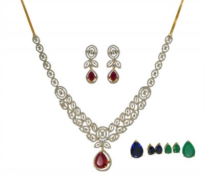 18Karat Gold Diamond Necklace Set ( Diamond Necklace Sets )