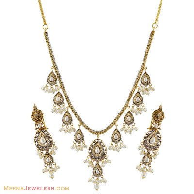 22k Gold Pearls Pakistani set ( Gold Designer Sets )