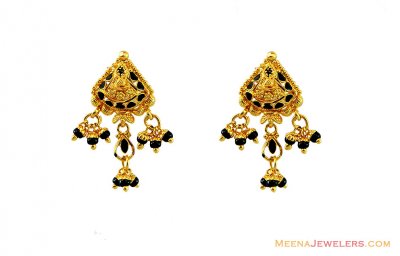 22K Fancy Triangle Meena Earrings  ( 22 Kt Gold Tops )