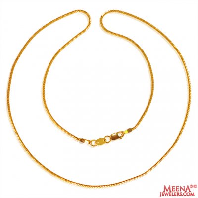 22k Gold Fox Tail Chain 18In ( Plain Gold Chains )