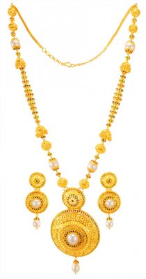 22Kt Gold Long Necklace Set ( Bridal Necklace Sets )