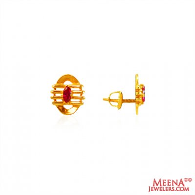 22Kt Gold Colored Stone Earrings ( Precious Stone Earrings )