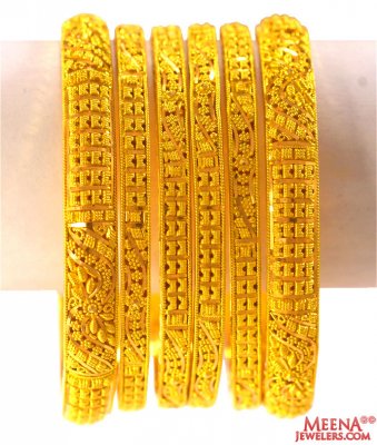 22K Gold Bangles (6 pcs ) ( Set of Bangles )