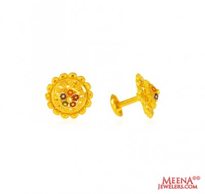 22k Gold Meenakari Earrings ( 22 Kt Gold Tops )