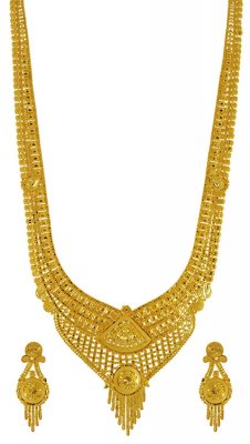 22K Gold Long Necklace Set ( Bridal Necklace Sets )