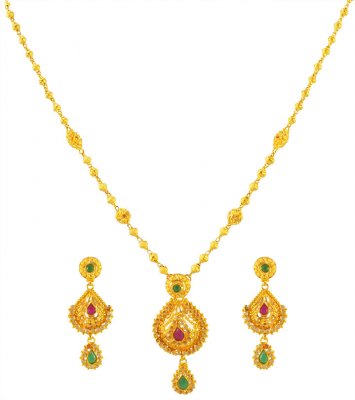 22Karat Gold Polki Necklace Set ( 22 Kt Gold Sets )