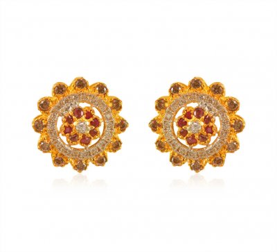 22K Gemstone Earrings ( Precious Stone Earrings )