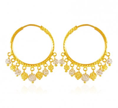 22kt Gold Balls Hoops ( Hoop Earrings )