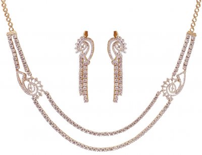 18K Gold Diamond Necklace Set ( Diamond Necklace Sets )