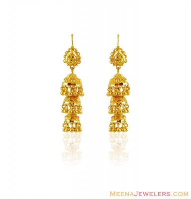 22K Fancy Chandelier Earrings ( 22Kt Gold Fancy Earrings )