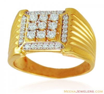 22K Mens CZ Stones Ring ( Mens Signity Rings )