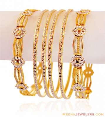 22K Gold Fancy Rhodium Kada ( Two Tone Bangles )