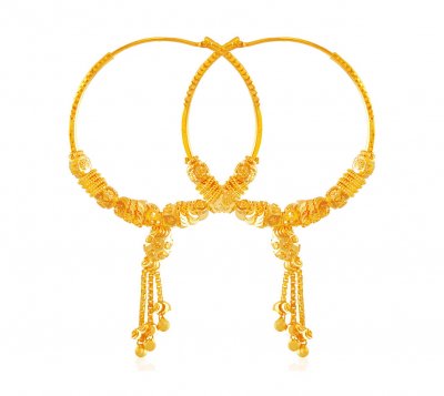 22K Gold Balls Hoop Earrings ( Hoop Earrings )