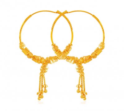 22K Gold Balls Hoop Earrings ( Hoop Earrings )