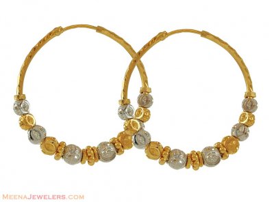 22k Two Tone Hoop Earrings ( Hoop Earrings )