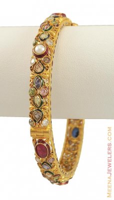 Gold Bangle with Precious Stones ( Kadas )