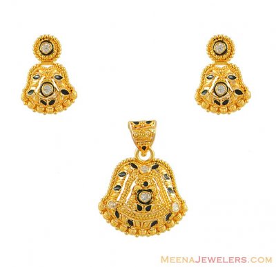 Gold MeenaKari Pendant Set ( Gold Pendant Sets )