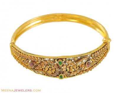 22k Polki Stones Antique Bangle ( Antique Bangles )