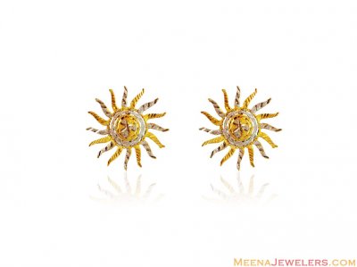 22K Gold Two Tone Earrings ( 22 Kt Gold Tops )