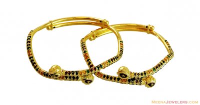 22k Fancy Meenakari Wavy Kadas Gold ( Baby Bangles )