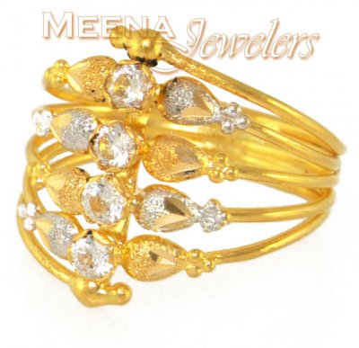 22K Designer Ring with CZ ( Ladies Gold Ring )