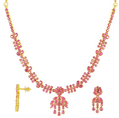 22K Ruby Necklace Set ( Ruby Necklace Sets )