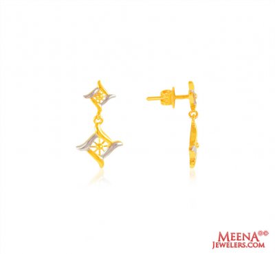 22K Yellow Gold Fancy Earrings   ( 22Kt Gold Fancy Earrings )