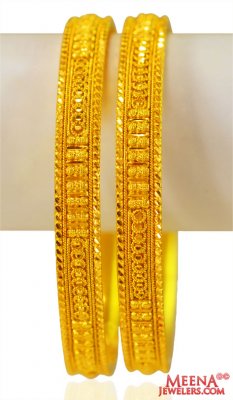 22Kt Gold Filigree Bangles (2 Pcs)  ( Gold Bangles )