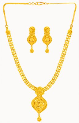 22kt Gold Necklace Earring Set ( 22 Kt Gold Sets )