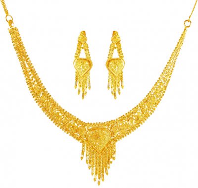 22K Gold Necklace Earring Set ( 22 Kt Gold Sets )