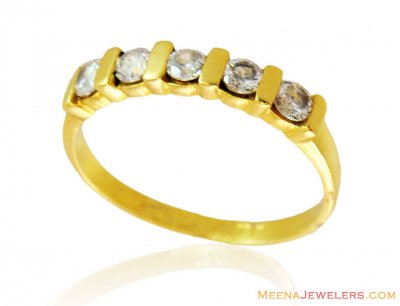 22kt Gold Ring with Signity Stones ( Ladies Signity Rings )