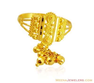 22k Fancy Gold Ring with Hangings  ( Ladies Gold Ring )