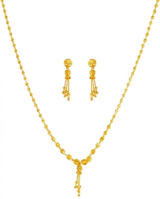 22K Gold Necklace Earring Set ( Light Sets )