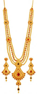 22k Gold Long Bridal Necklace Set ( Bridal Necklace Sets )