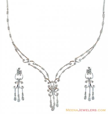 Diamond Necklace Set (18K White) ( Diamond Necklace Sets )