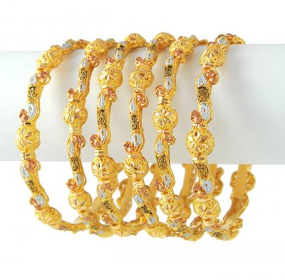 22K Gold Fancy Bangles Set ( Set of Bangles )