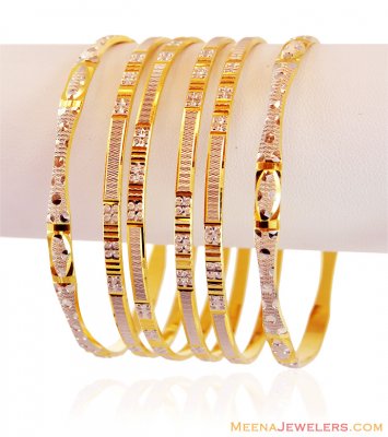 22k Gold Bangles 2 Tone (6 pcs) ( Two Tone Bangles )