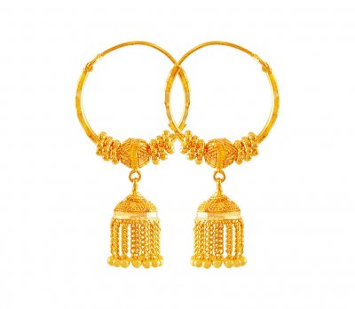 22K Gold Bali Earrings ( Hoop Earrings )
