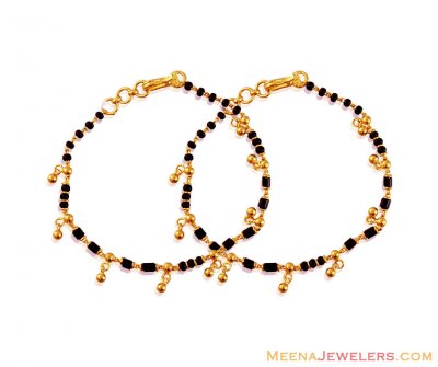 22K Kids Maniya (2PC) ( Black Bead Bracelets )