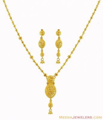 22K Gold Balls Necklace Set ( Light Sets )