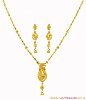 22K Gold Balls Necklace Set  ( Light Sets )