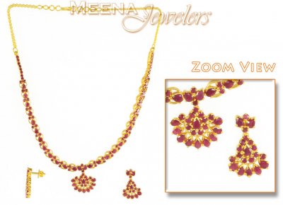 22 Kt Gold Ruby Necklace ( Ruby Necklace Sets )