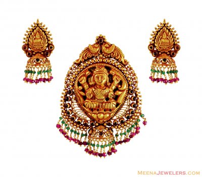 22K Laxmi Jee Pendant Set ( Antique Pendant Sets )