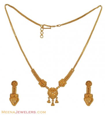 22K Gold Filigree Necklace Set ( Light Sets )