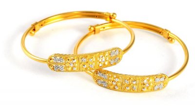 22k Two Tone Baby Bangles(set of 2) ( Baby Bangles )
